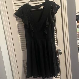 Black lace dress with ruffles